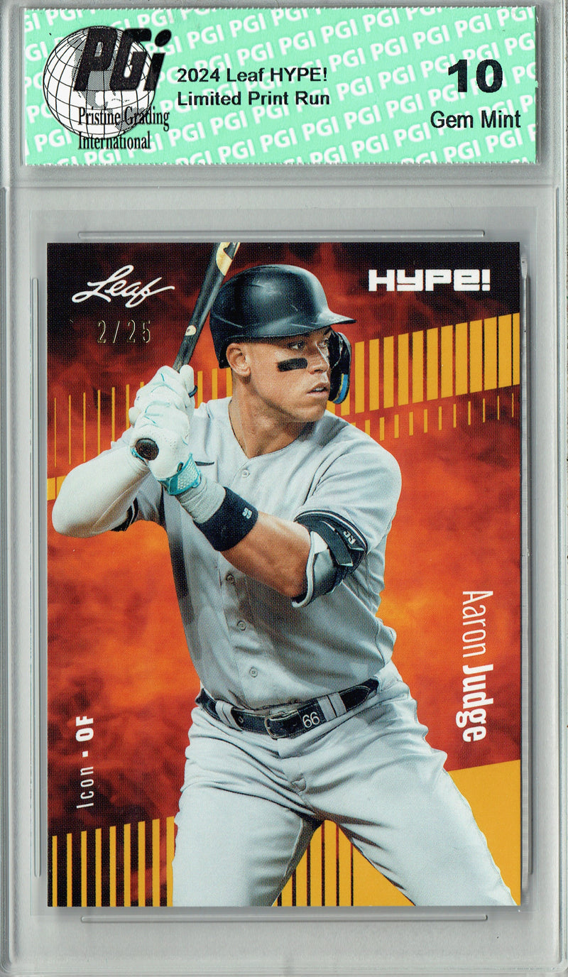 Aaron Judge 2024 Leaf HYPE! #176 Gold 25 Made Rare Trading Card PGI 10
