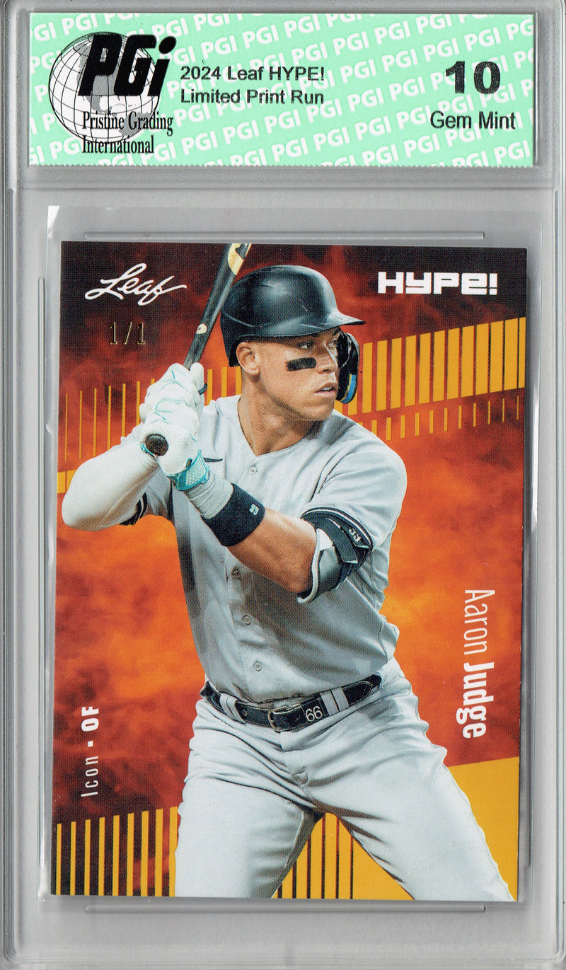Aaron Judge 2024 Leaf HYPE! #176 Gold Blank Back 1/1 Rare Trading Card PGI 10