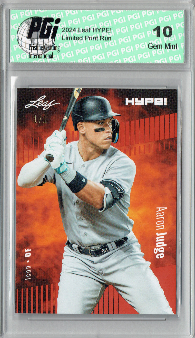 Aaron Judge 2024 Leaf HYPE! #176 Orange Blank Back 1/1 Rare Trading Card PGI 10