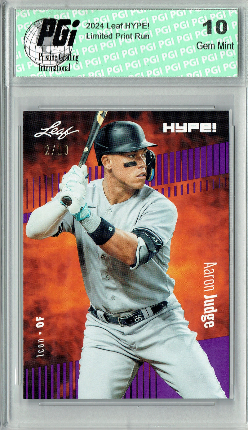Aaron Judge 2024 Leaf HYPE! #176 Purple 10 Made Rare Trading Card PGI 10