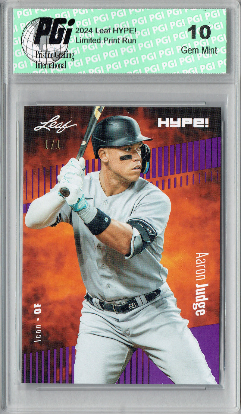 Aaron Judge 2024 Leaf HYPE! #176 Purple Blank Back 1/1 Rare Trading Card PGI 10