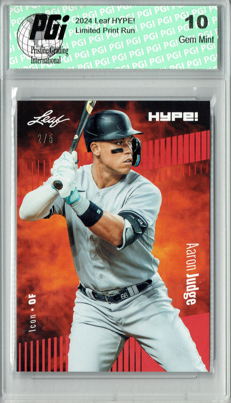 Aaron Judge 2024 Leaf HYPE! #176 Red 5 Made Rare Trading Card PGI 10