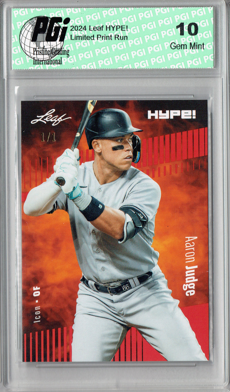Aaron Judge 2024 Leaf HYPE! #176 Red Blank Back 1/1 Rare Trading Card PGI 10