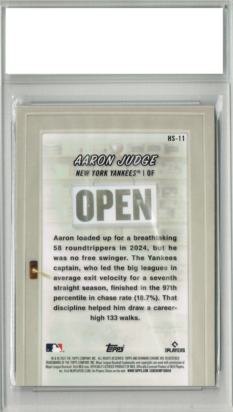Certified Mint+ Aaron Judge 2025 Bowman Chrome #HS-11 Chamber Refractor Rare Trading Card New York Yankees