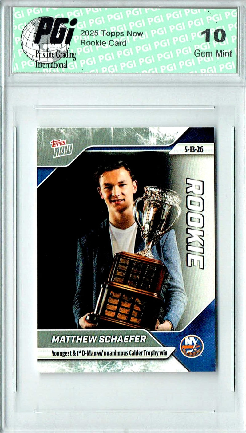 Matthew Schaefer 2025 Topps Now #171 Sticker/Calder Trophy Rookie Card PGI 10 Gem Mint