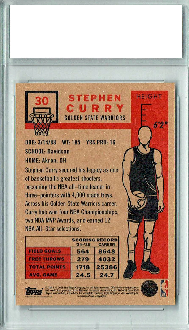Stephen Curry 2025 Golden State Warriors Topps Living Set #30 Alternate Background SP Rare Trading Card PGI 10