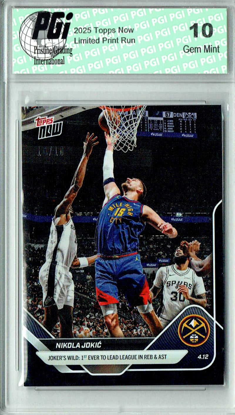 Nikola Jokic 2025 Topps Now #255 Black SP #10/10 Rare Trading Card PGI 10 Gem Mint Denver Nuggets