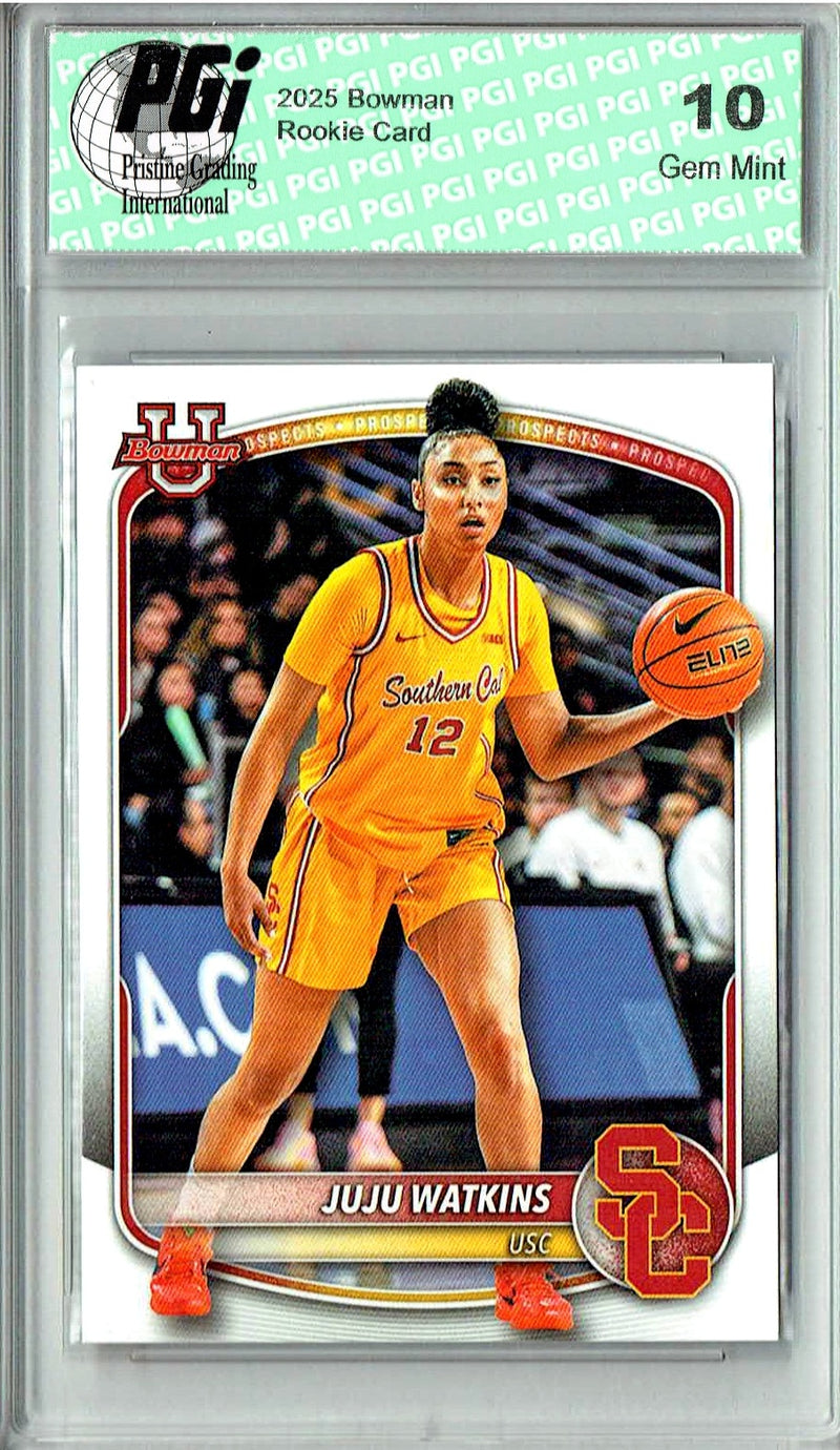 JuJu Watkins 2025 Bowman University Now #BPP-96 Rookie Card PGI 10 Gem Mint USC Trojans