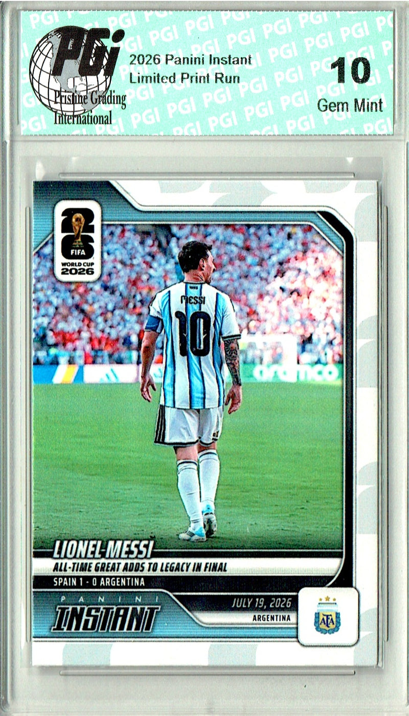 Lionel Messi Trading Card 2026 Panini Instant #248 All-Time Great Adds to Legacy, PGI 10, Argentina Soccer