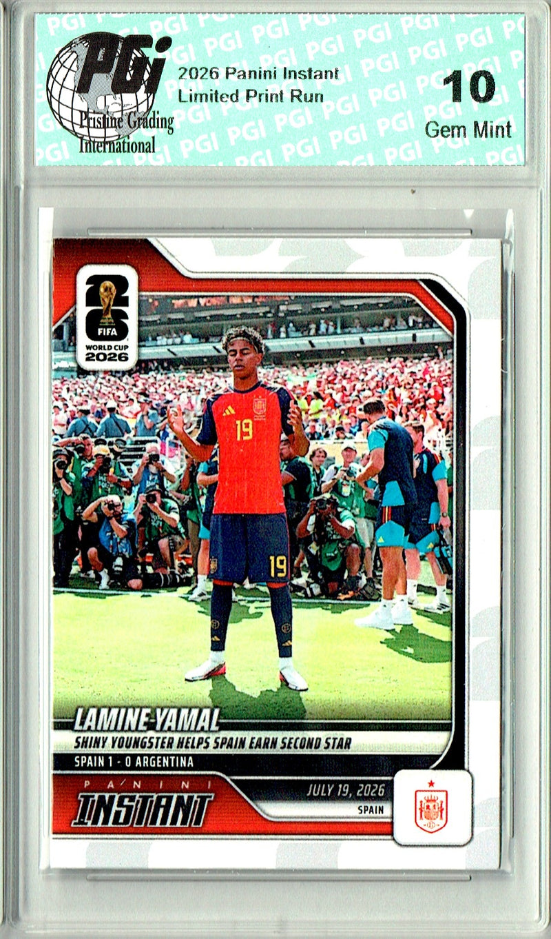 Lamine Yamal Trading Card 2026 Panini Instant #246 Youngster Helps Claim Second Star, PGI 10, Spain Soccer
