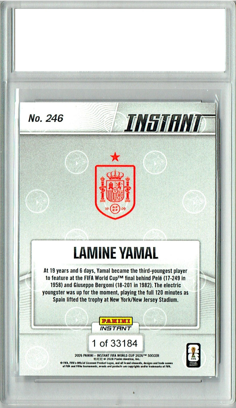 Lamine Yamal Trading Card 2026 Panini Instant #246 Youngster Helps Claim Second Star, Certified Mint+ Condition, Spain Soccer