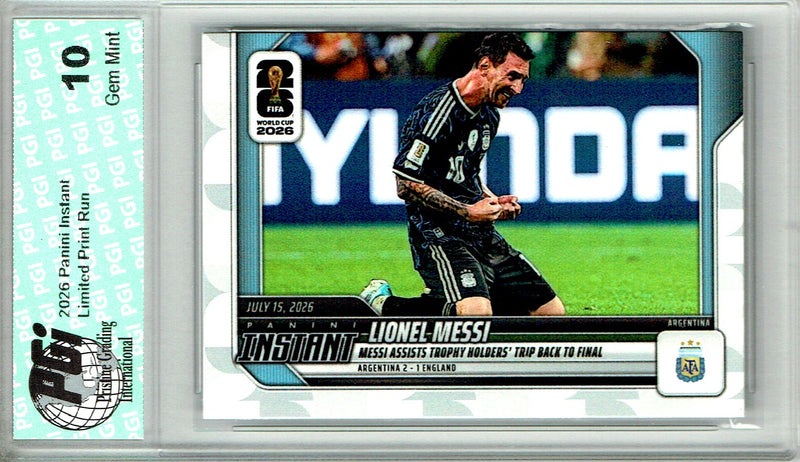 Lionel Messi Trading Card 2026 Panini Instant #235 Assists Back to Final, PGI 10, Argentina Soccer
