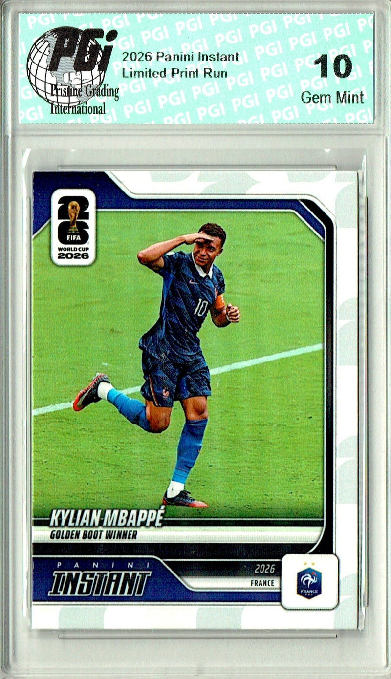 Kylian Mbappe Trading Card 2026 Panini Instant #24 Golden Boot Winner, PGI 10, France Soccer