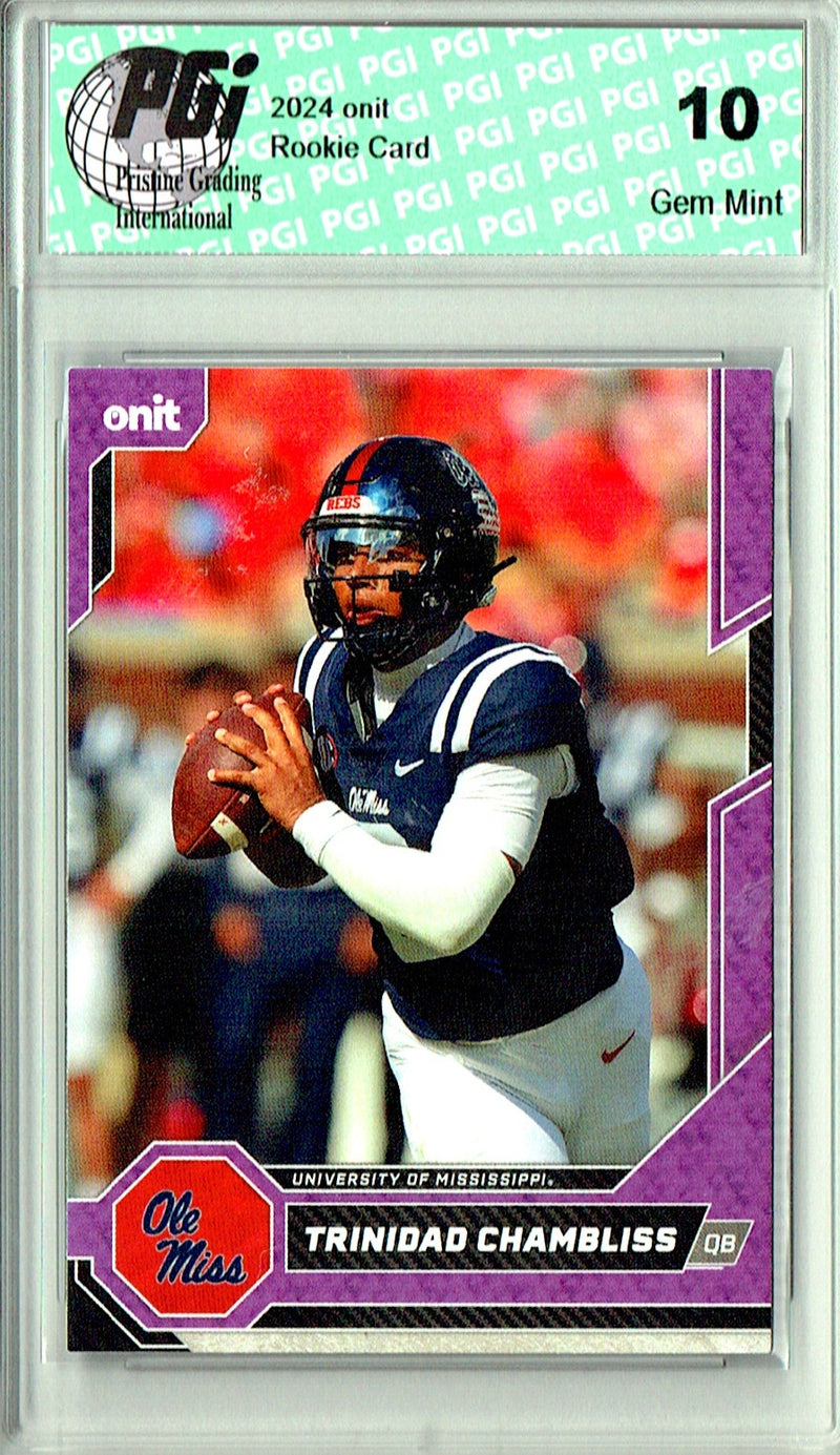 Trinidad Chambliss Rookie Card 2025 ONIT #B15 Purple Parallel, PGI 10, Ole Miss 0