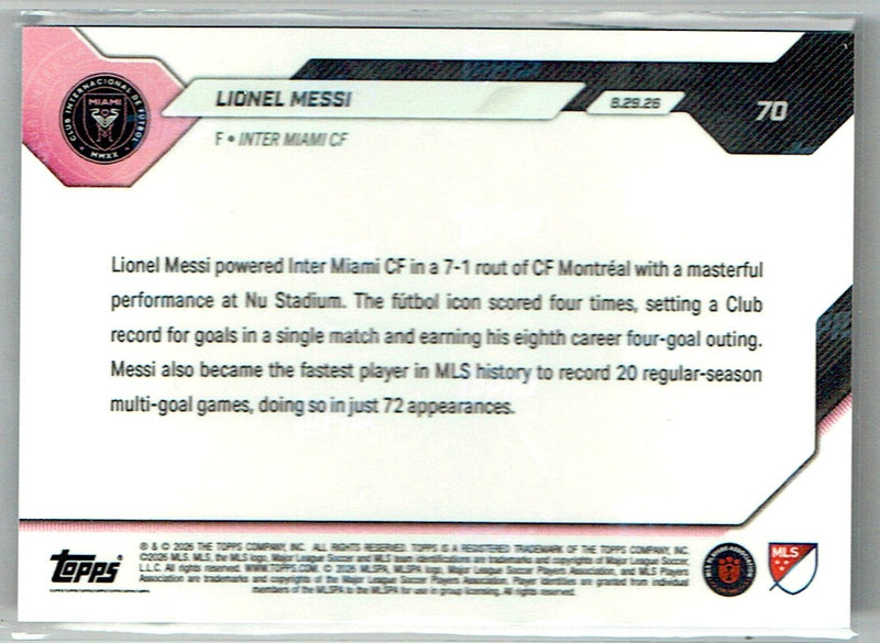 Lionel Messi Rookie Card 2026 Topps #70 Gold SSP #10/25, Mint Condition, Inter Miami Soccer