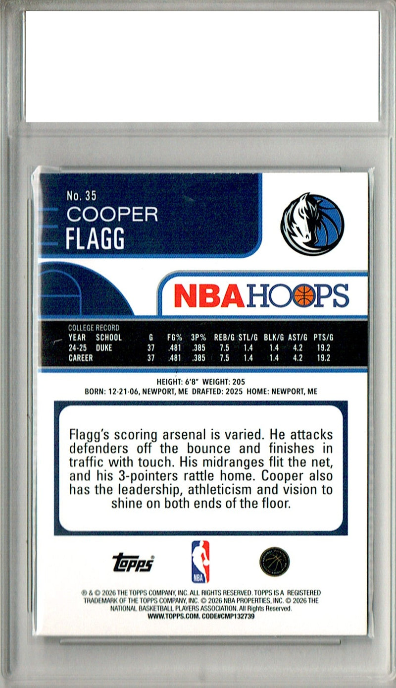 Cooper Flagg 2025 Topps #35 Rainbow Foil Rookie Card PGI 10