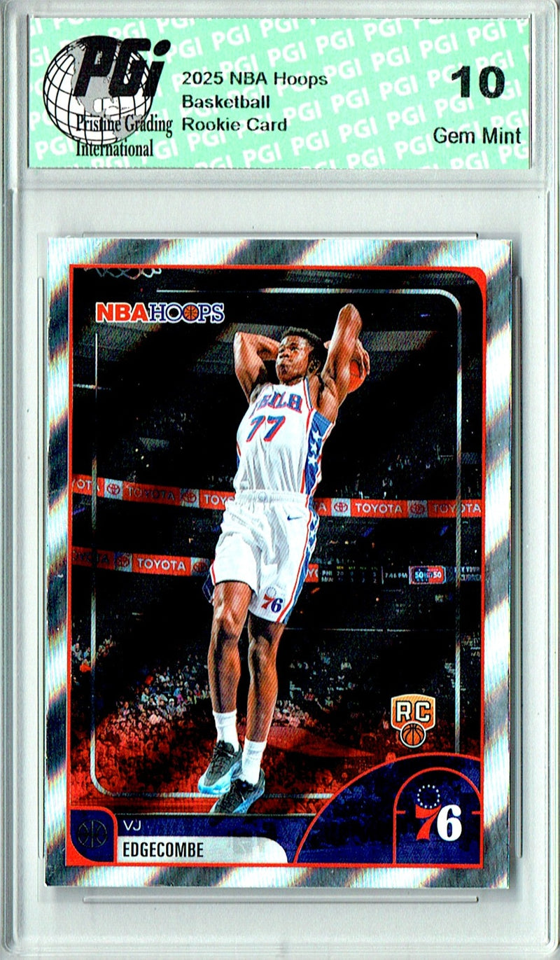 V.J. Edgecombe Rookie Card 2025 NBA Hoops #244 Burst, PGI 10, Philadelphia 76ers Basketball