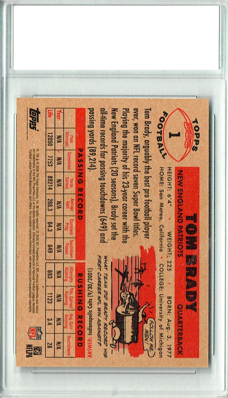 Tom Brady Trading Card 2026 Topps Living Set #1, Certified Mint+ Condition, New England Patriots Football