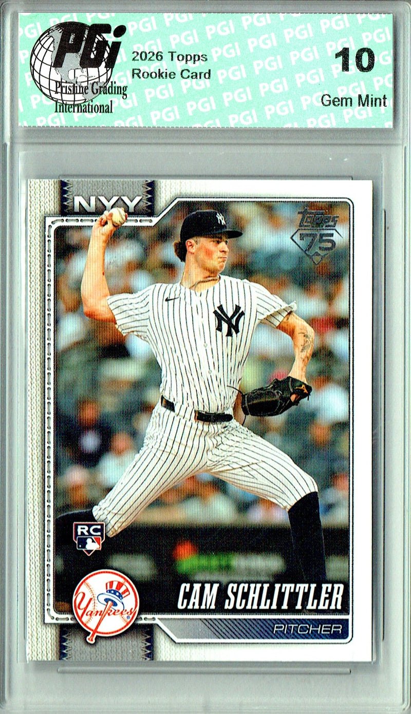 Cam Schlittler Rookie Card 2026 Topps #111 Flagship, PGI 10, New York Yankees Baseball