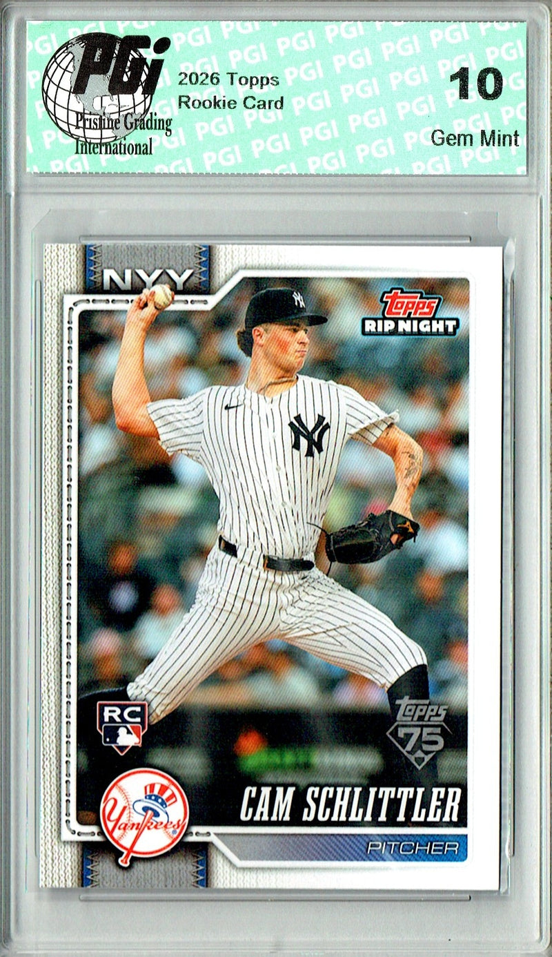 Cam Schlittler Rookie Card 2026 Topps #BB22 Rip Night Special Edition, PGI 10, New York Yankees Baseball