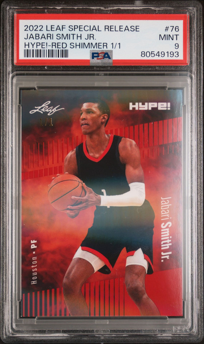 PSA 9 Jabari Smith Jr. 2022 Leaf Hype! #76 Red Shimmer 1/1 Rookie Card
