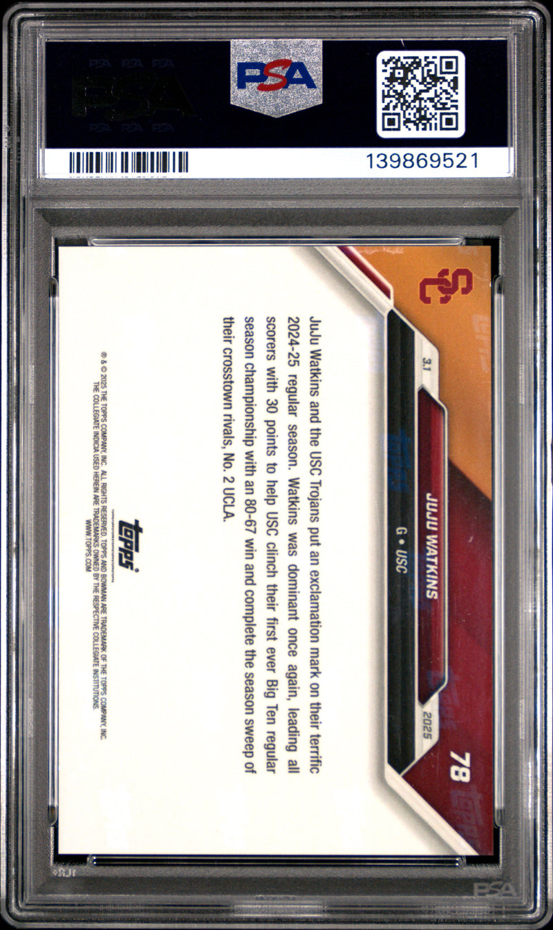 PSA 10 JuJu Watkins 2024 Bowman University Now #78 Purple #19/25 Rookie Card USC