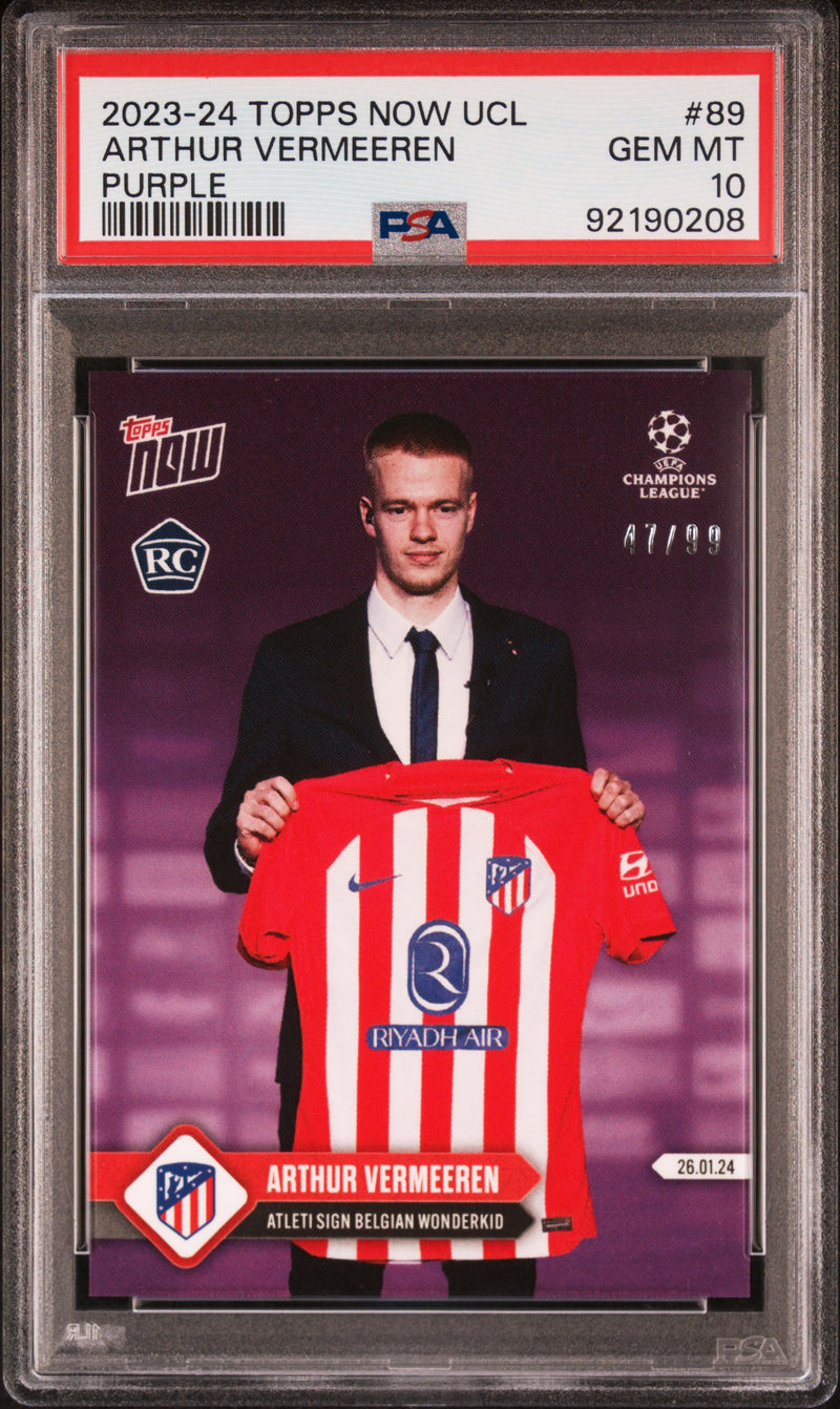 PSA 10 Arthur Vermeeren 2023 Topps Now #89 Belgian Wunderkid Rookie Card Atletico