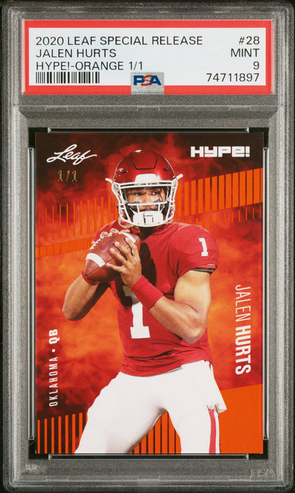PSA 9 Jalen Hurts 2020 Leaf Hype #28 Masterpiece 1 of 1 Rookie Card
