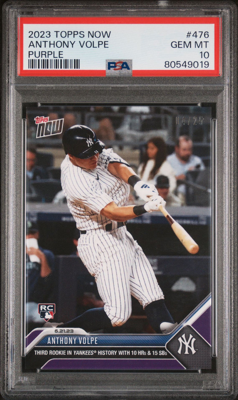 PSA 10 Anthony Volpe 2023 Topps Now #476 Purple SP #4/25 Rookie Card