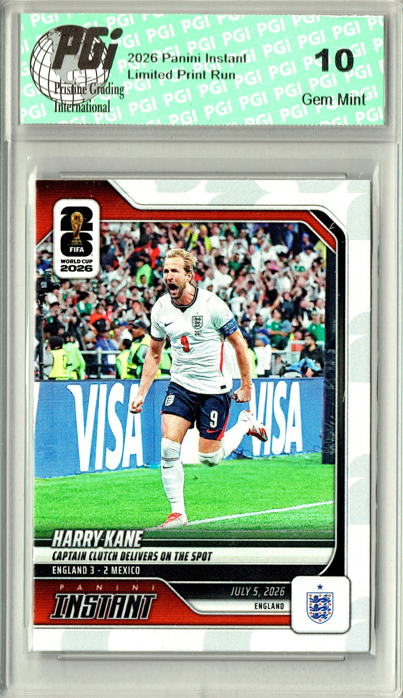 Harry Kane Trading Card 2026 Panini Instant #211 Captain Clutch Delivers, PGI 10, England FC Soccer