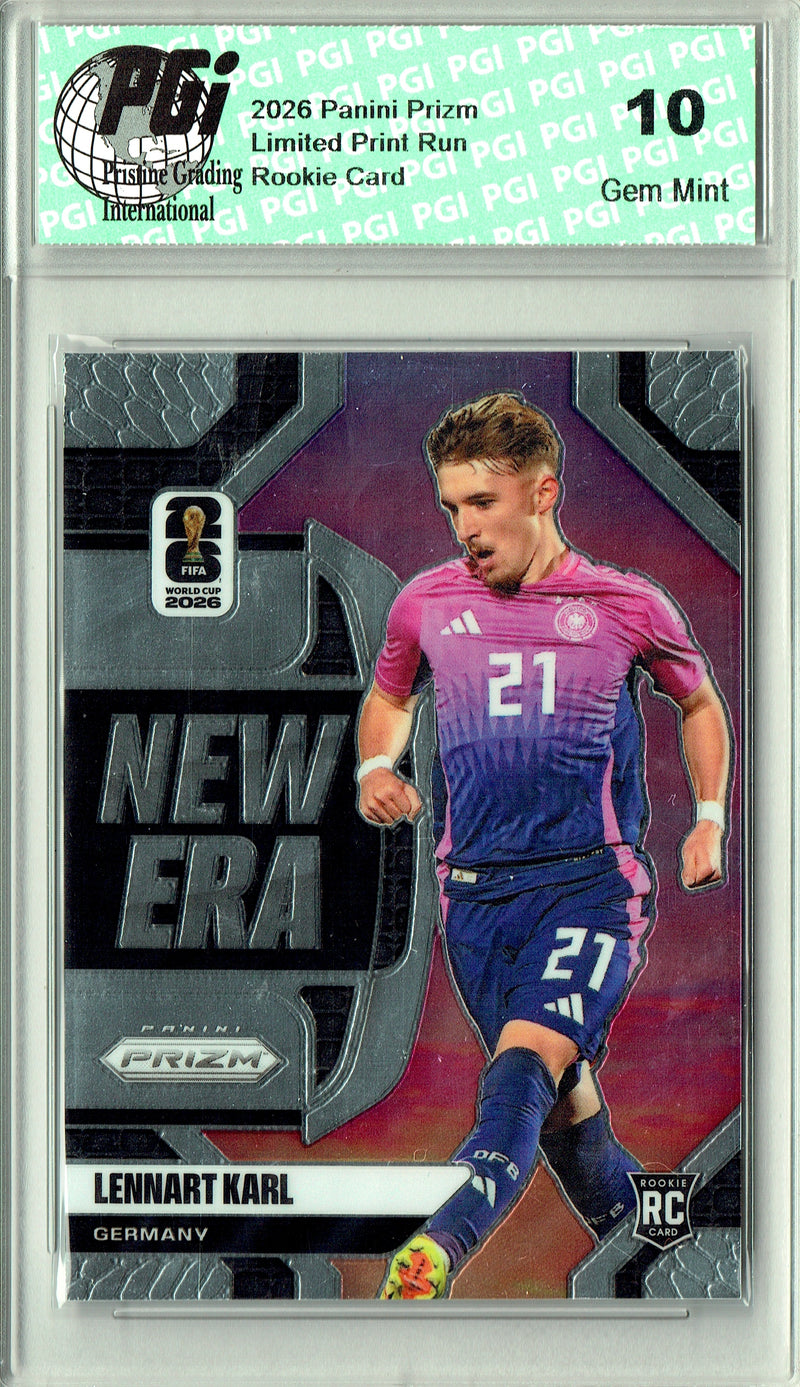 Lennart Karl Rookie Card 2026 Panini Prizm #16 New Era, PGI 10, Germany Soccer