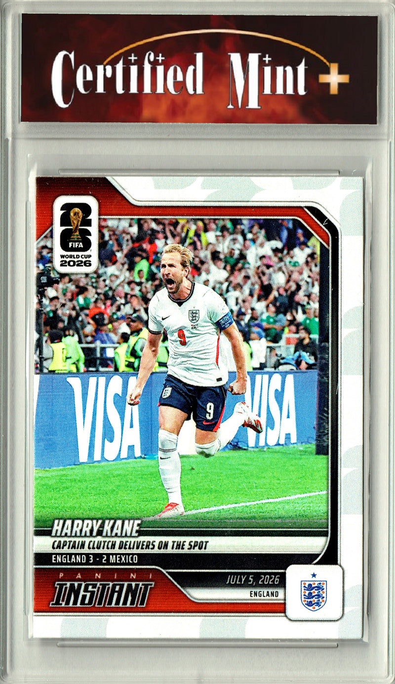 Harry Kane Trading Card 2026 Panini Instant #211 Captain Clutch Delivers, Certified Mint+ Condition, England FC Soccer
