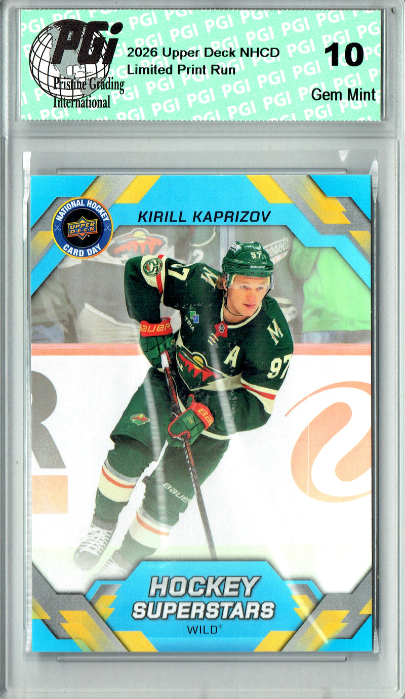 Kirill Kaprizov Trading Card 2026 Upper Deck #NHCD-15 National Hockey Card Day, PGI 10, Minnesota Wild Hockey