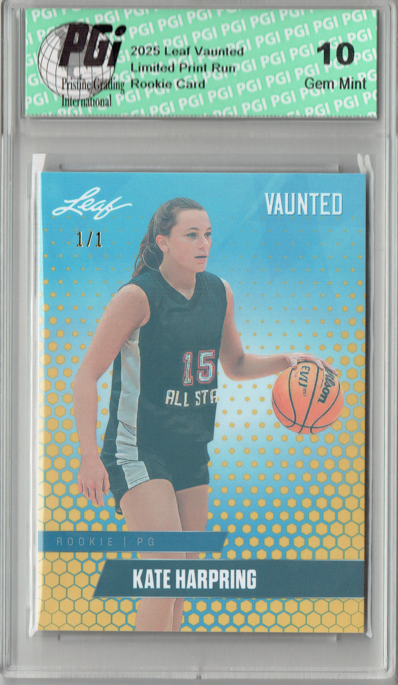 Kate Harpring 2025 Leaf Vaunted #V-04 Gold Shimmer 1 of 1 Rookie Card PGI 10