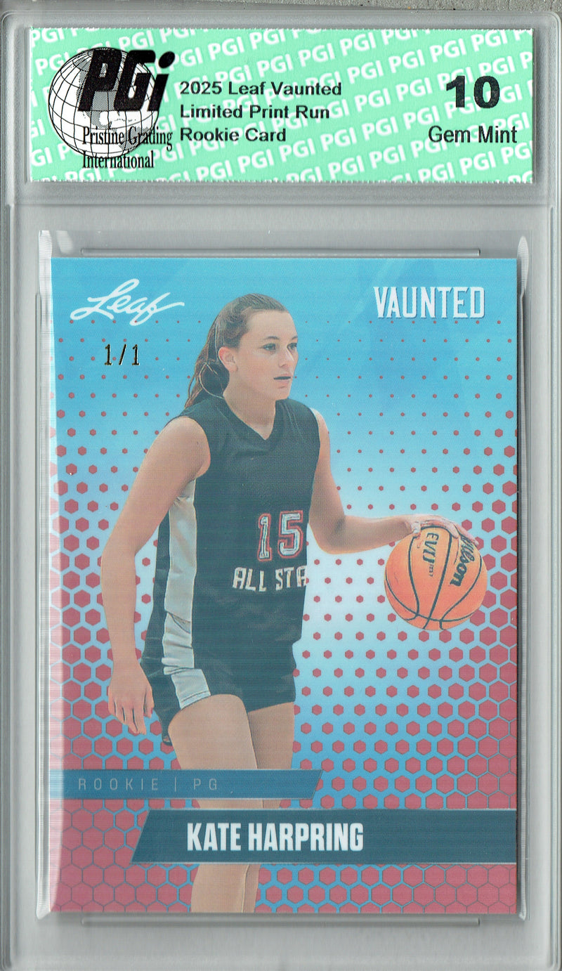 Kate Harpring 2025 Leaf Vaunted #V-04 Orange Shimmer 1 of 1 Rookie Card PGI 10