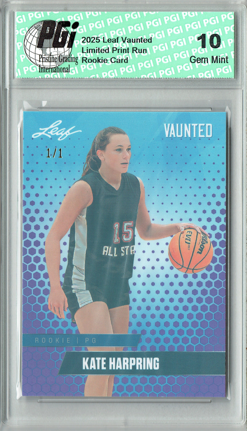 Kate Harpring 2025 Leaf Vaunted #V-04 Purple Shimmer 1 of 1 Rookie Card PGI 10