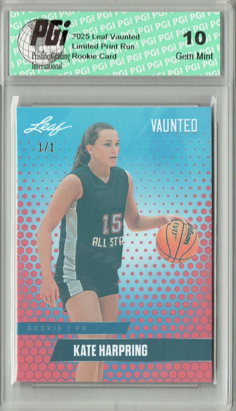 Kate Harpring 2025 Leaf Vaunted #V-04 Red Shimmer 1 of 1 Rookie Card PGI 10