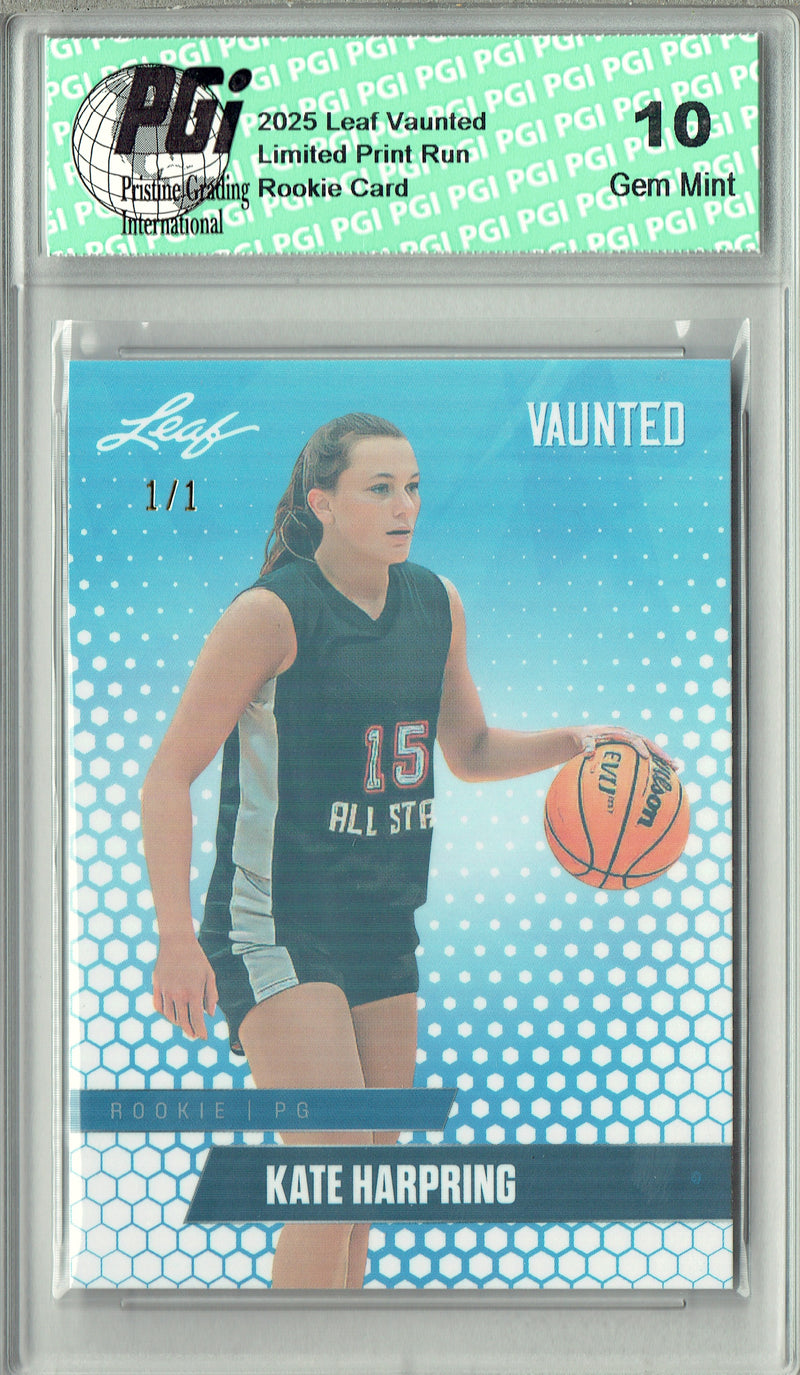 Kate Harpring 2025 Leaf Vaunted #V-04 White Shimmer 1 of 1 Rookie Card PGI 10