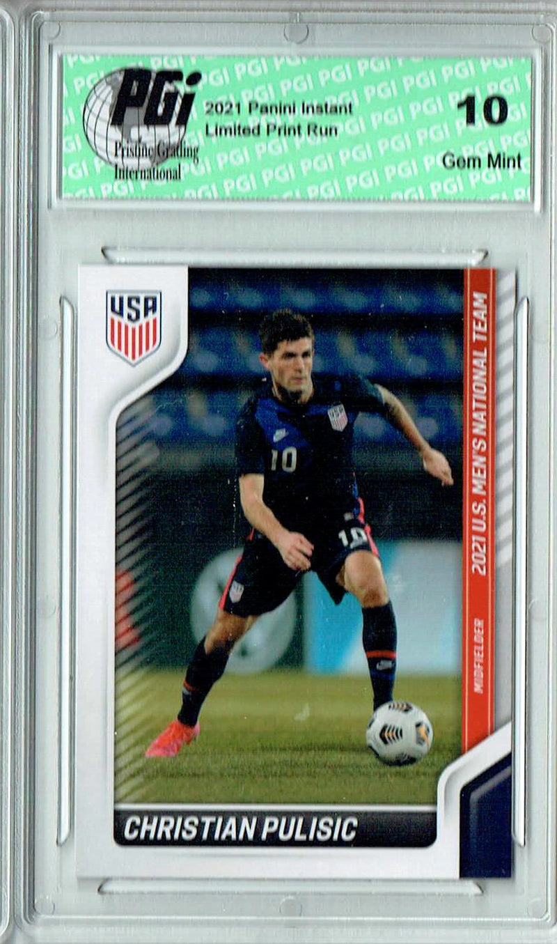 Christian Pulisic Rare Trading Card USMNT Soccer 2021 Panini America #11 Short Print PGI 10 Gem Mint