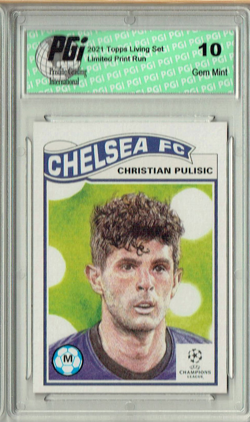 Christian Pulisic Trading Card USMNTSoccer 2021 Topps Living Set #335 Print Run 3,356 PGI 10 Gem Mint