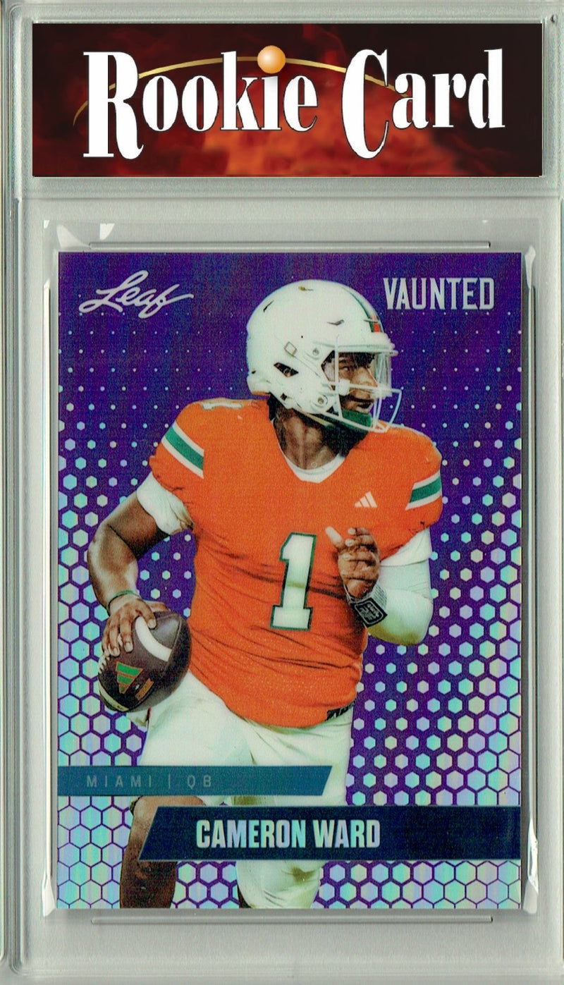 Certified Mint+ Cameron Cam Ward 2024 Leaf Vaunted Metal #VM-01 Purple 15 Made Rookie Card Tennessee Titans