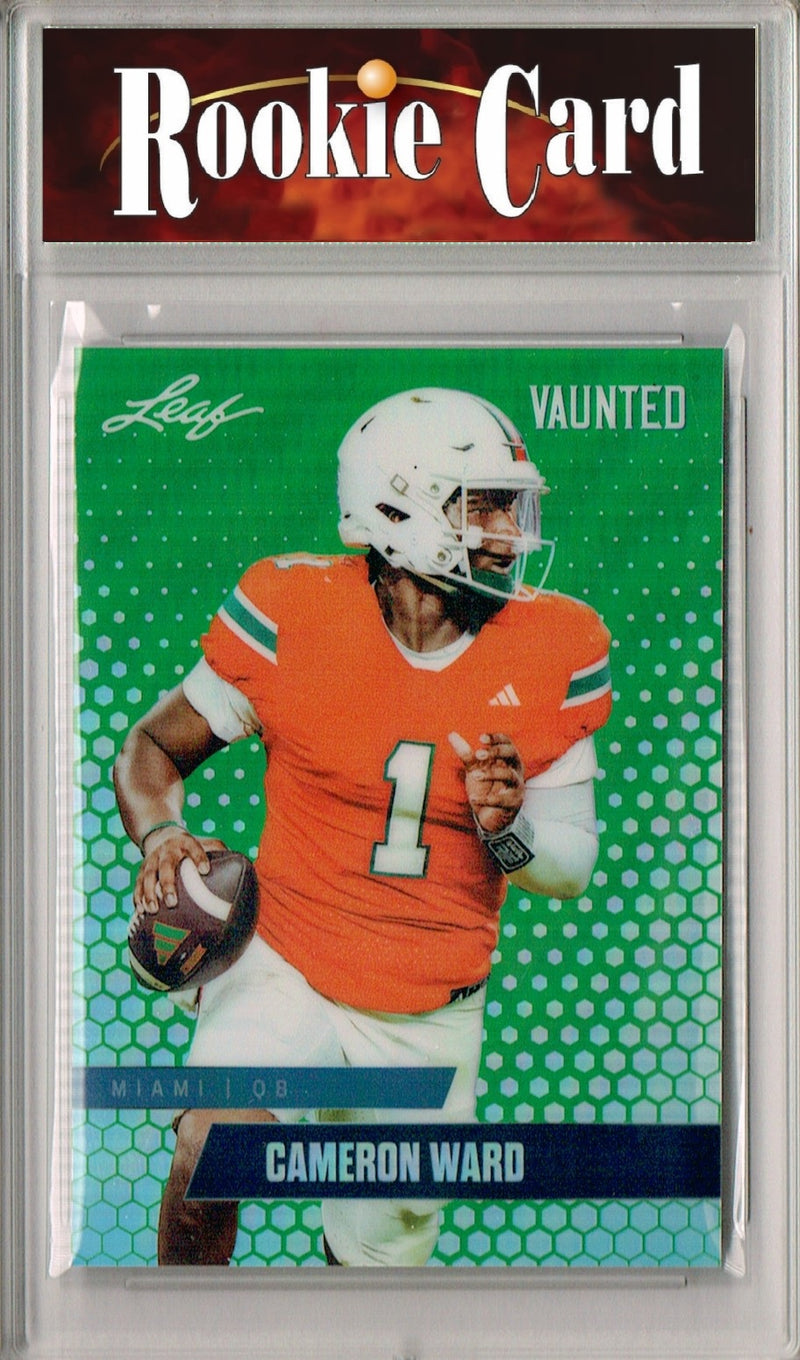 Certified Mint+ Cameron Cam Ward 2024 Leaf Vaunted Metal #VM-01 Green 5 Made Rookie Card Tennessee Titans