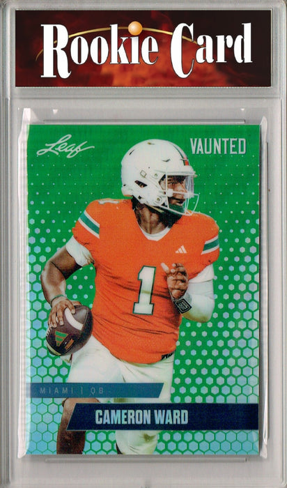 Certified Mint+ Cameron Cam Ward 2024 Leaf Vaunted Metal #VM-01 Green 5 Made Rookie Card Tennessee Titans