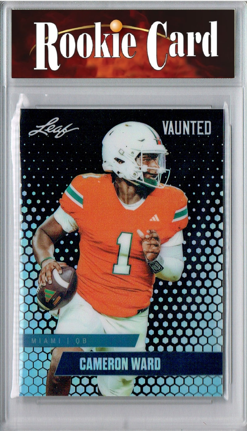 Cameron Cam Ward Rookie Card Tennessee Football Trading Card 2024 Leaf Vaunted Metal #VM-01 Black 7 Made  Certified Mint+