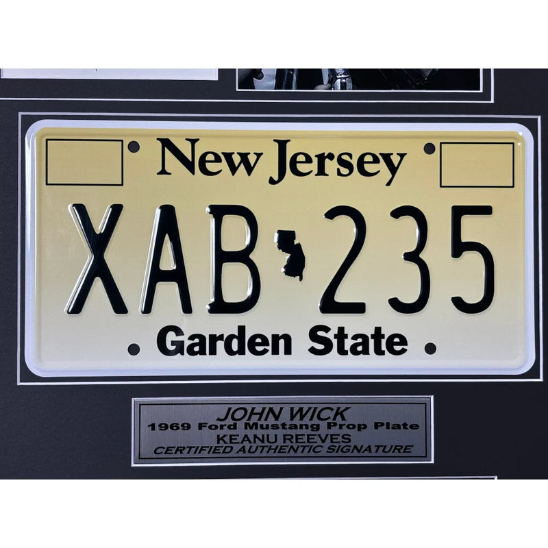 Keanu Reeves Signed Cut John Wick Movie Car License Plate Framed JSA COA Photo