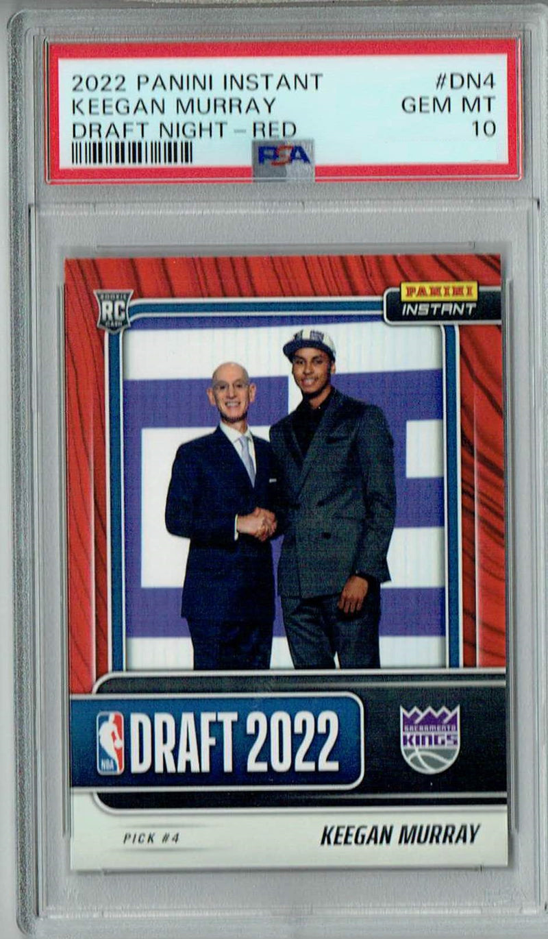PSA 10 Keegan Murray 2022 Panini Instant DN4 Rookie Card Draft Night-Red 25 Made