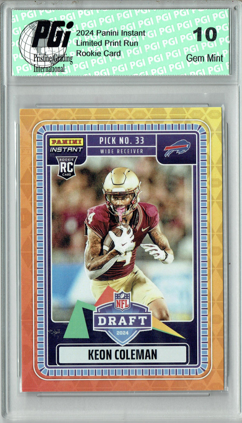 Keon Coleman 2024 Panini Instant #NFLDN-19 Draft Night Rookie Card PGI 10