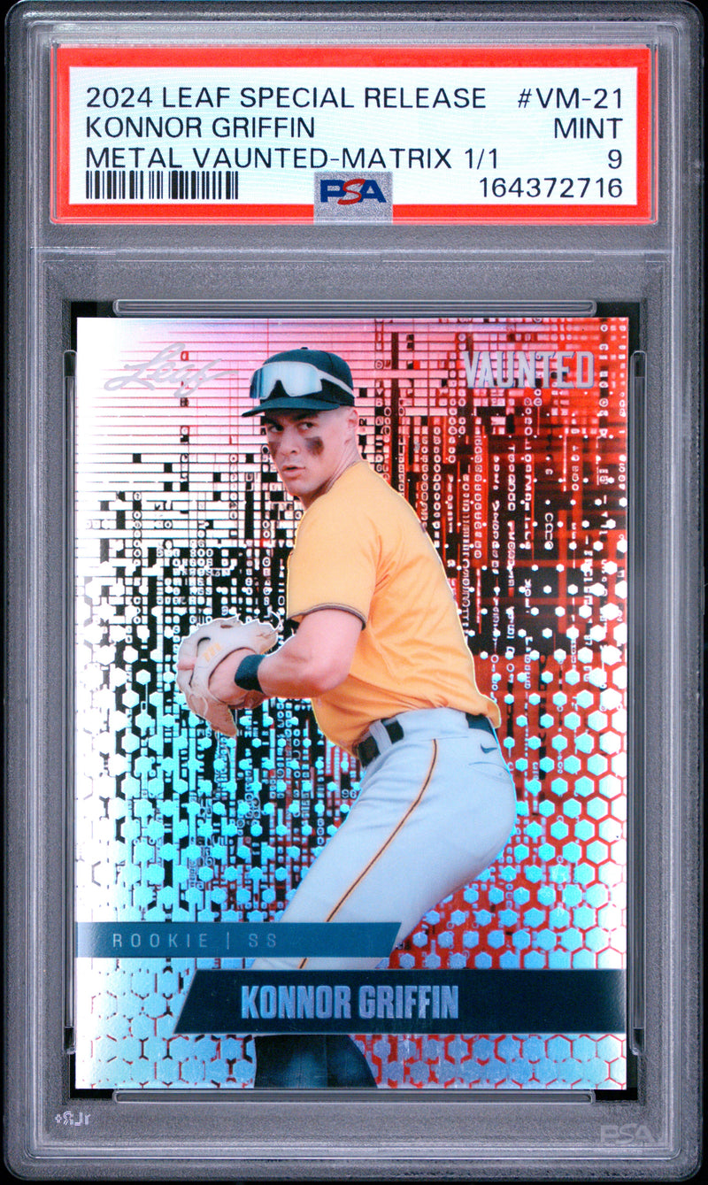 Konnor Griffin Rookie Card 2024 Leaf Vaunted Metal #VM-21 Matrix 1/1, PSA 9, Pittsburgh Baseball