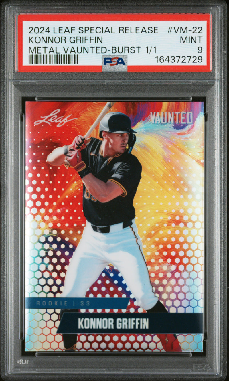 Konnor Griffin Rookie Card 2024 Leaf Vaunted Metal #VM-22 Burst 1/1, PSA 9, Pittsburgh Baseball