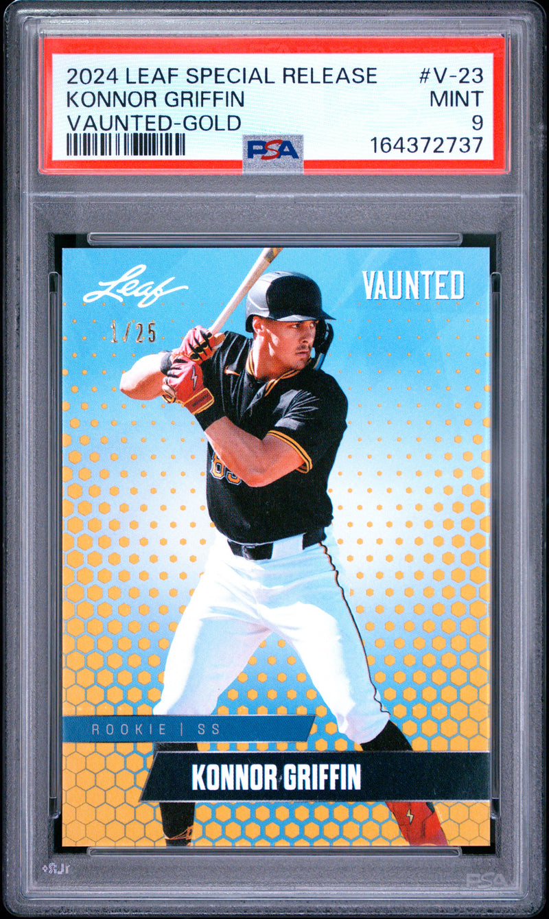 Konnor Griffin Rookie Card 2024 Leaf Vaunted #V-23 Gold SP The #1 of 25, PSA 9, Pittsburgh Baseball